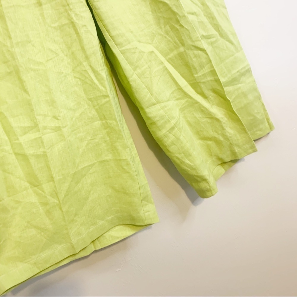 EVELYN & ARTHUR Green Wide Leg Cropped Linen Pants - Picture 3 of 5